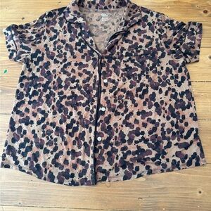 Stars Above Brown and Black Button-Down‎ Shirt